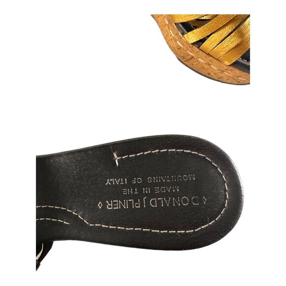 Donald J Pliner Gold Metallic Strappy Sandals Platform Size 7.5 LIKE NEW - Picture 6 of 10